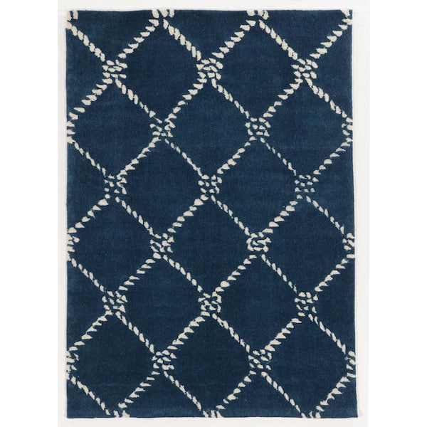 Linon Home Decor Legion Barlow Navy/Ivory 8 ft. x 10 ft. Area Rug