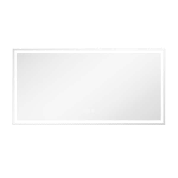 Unbranded 72 in. W x 36 in. H Rectangular Frameless LED Wall Bathroom Vanity Mirror, Tempered Glass