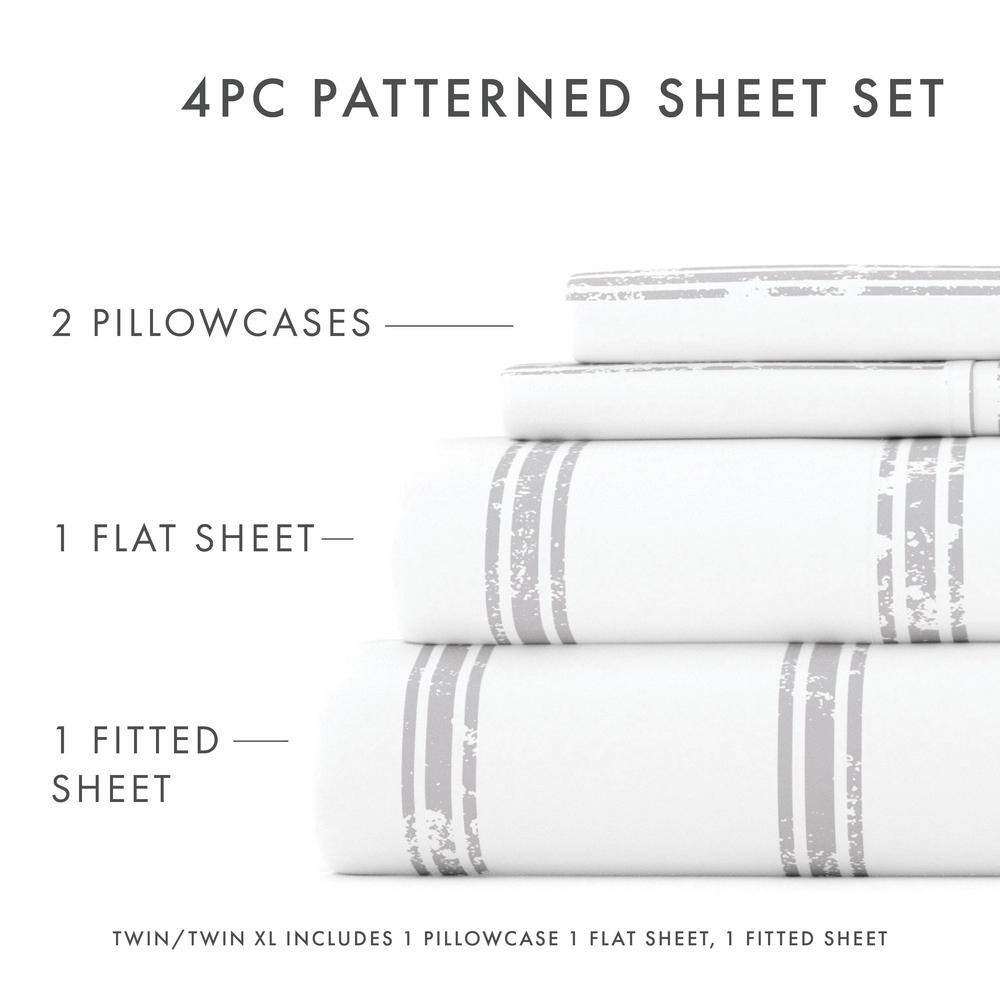 Twin Gray Chevron Deep Pocket Microfiber Sheet Set