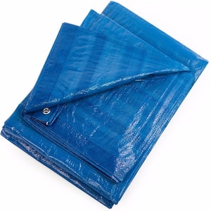 12 ft. x 16 ft. Multi-Purpose All-Weather Proof Poly Tarpaulin Tent Cover Tarp in Blue