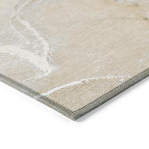 Beige 9 ft. x 12 ft. Abstract Indoor / Outdoor Area Rug