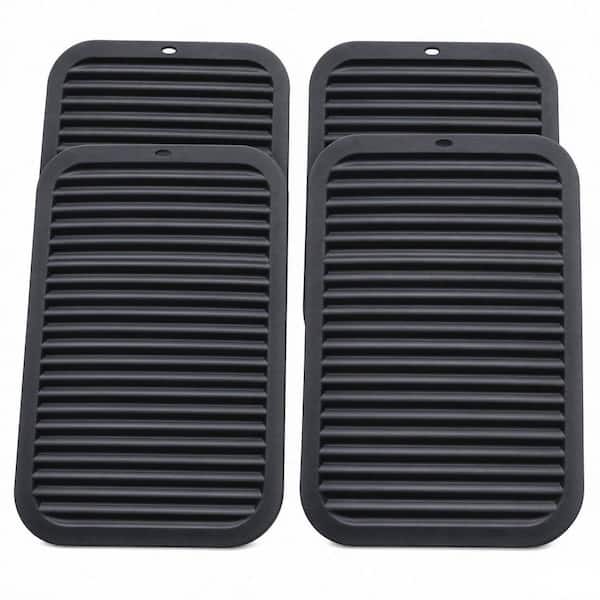 Black Heat-Resistant Silicone Trivet Mats for Kitchen Countertops, Set of 4
