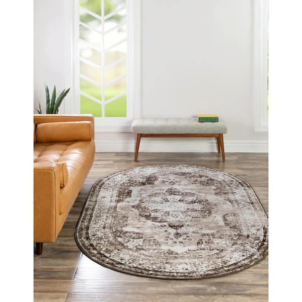 Sofia Salle Garnier Light Brown 5 ft. 3 in. x 8 ft. Area Rug