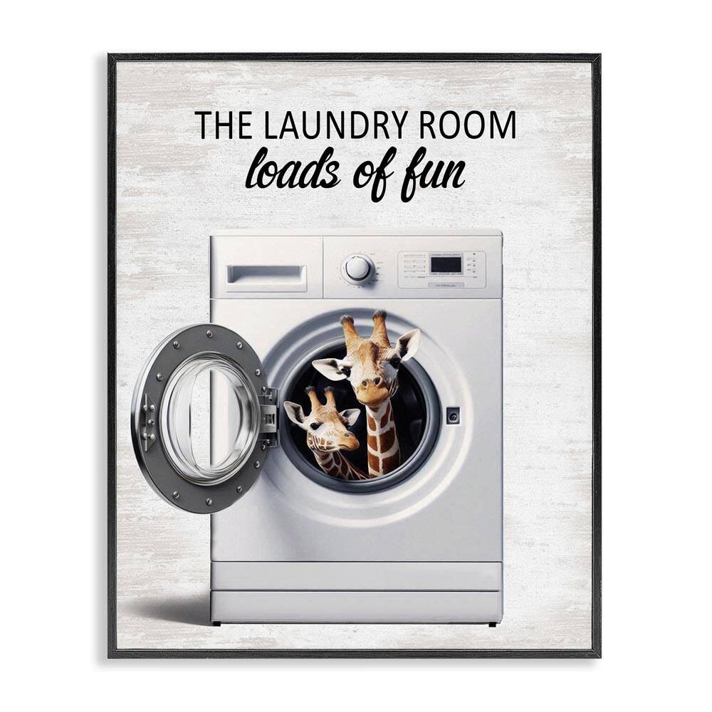 Giraffes and Laundry Load by Lettered and Lined Black Framed Typography Giclee Art Print 14 in. x 11 in. price history on PriceWatchPro
