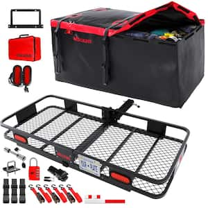 70 in. x 30 in. x 6 in. 500 lbs Capacity XL Hitch Cargo Carrier w/Rear Lights, 40 CuFt Red Cargo Bag, Locks and Straps