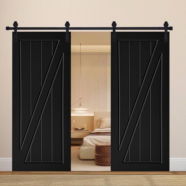 AIOPOP HOME Double Modern Z Frame 32 in. x 96 in. MDF Black Barn