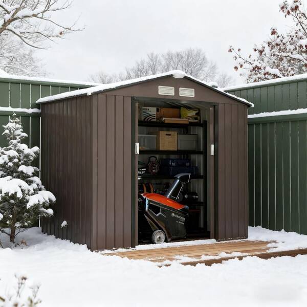VAMOP 7 ft. W x 4 ft. D Metal Shed with Lockable Double Doors and