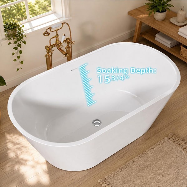 Zeafive Ane 63 in. x 29.5 in. Acrylic Freestanding Soaking Bathtub