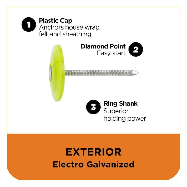 Stinger 1-1/2 in. Electro Galvanized Ring Shank Nail with Plastic Stinger 1-1/2 in. Electro Galvanized Ring Shank Nail with Plastic
