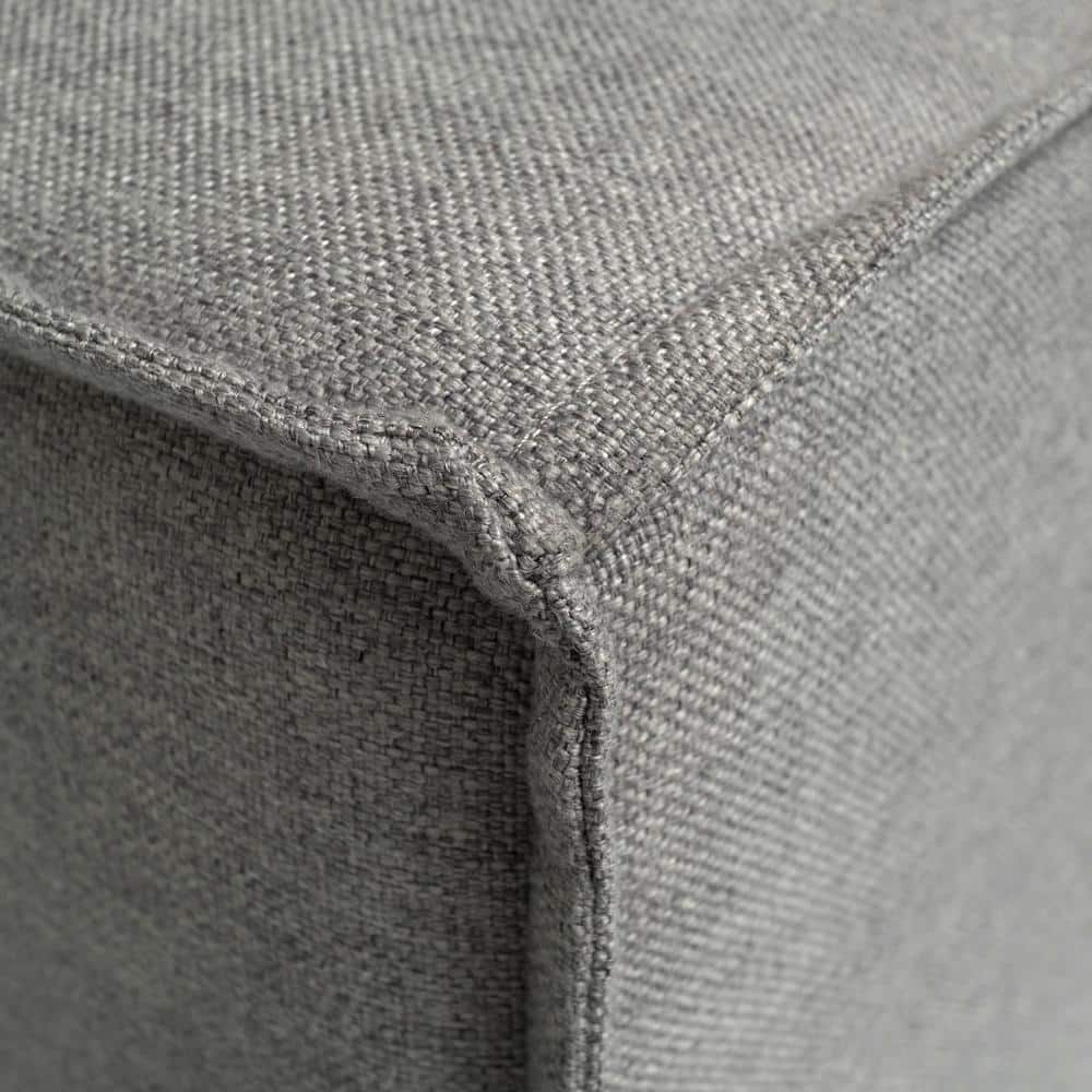 Gray Fabric Modular Right Armrest Side Chair with Solid Wood Frame