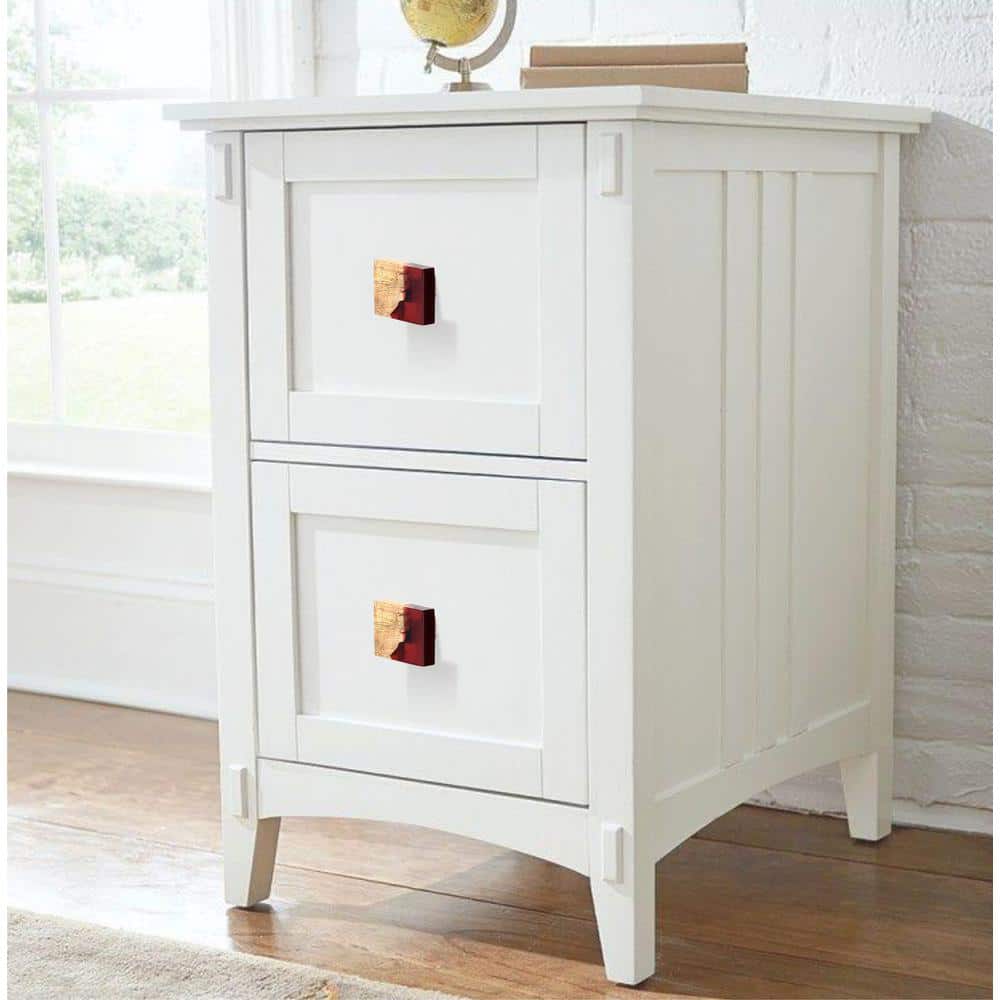 Frosted Timber Effect Rectangular Wood Cabinet Knob with Mounting Hardware