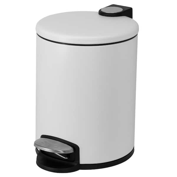 Small Round 5 L/1.3 Gal. Pedal Trash Bin with Soft Close Lid in Matte White