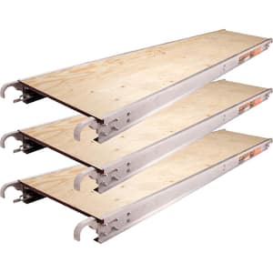 Pack of 3 - 7 ft. x 19 in. Scaffolding Platform with 5/8 Plywood Plank and aluminum side