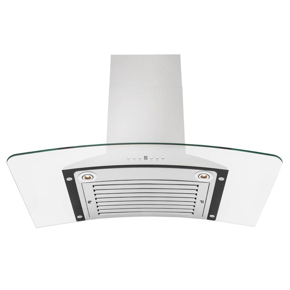 36" Stainless Steel and Glass Convertible Wall Mount Range Hood