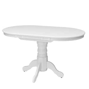 Dillon White Wood Extendable Oval Pedestal Dining Table