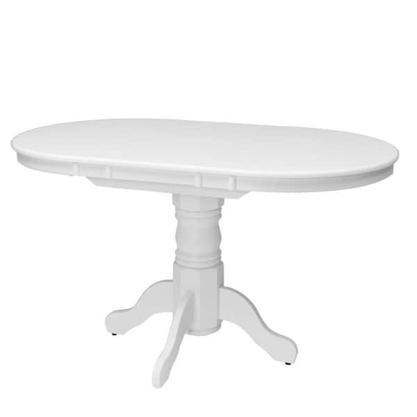 CorLiving Dillon White Wood Extendable Oval Pedestal Dining Table