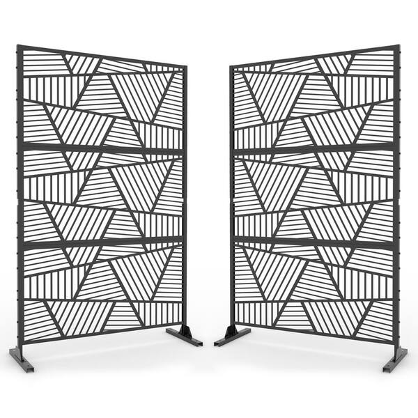 UIXE 76 in. Galvanized Steel Garden Fence Outdoor Privacy Screen Garden