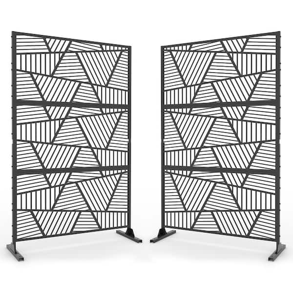 Uixe UIXE 76 in. Galvanized Steel Garden Fence Outdoor Privacy Screen ...