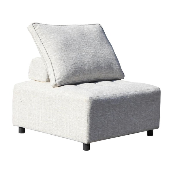 URTR 1-Piece Aluminum Outdoor Sectional Chair Single Modular Sofa with Pillow, Waterproof Sofa Cover, Beige Cushion
