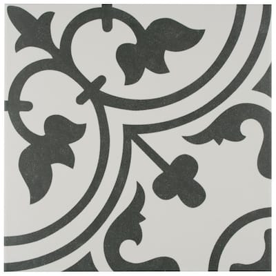 Arte White Encaustic 9-3/4 in. x 9-3/4 in. Porcelain Floor and Wall Tile (11.11 sq. ft. / case)
