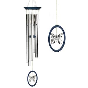 Signature Collection, Wind Fantasy Chime, 24 in. Butterfly Silver Wind Chime WFCB