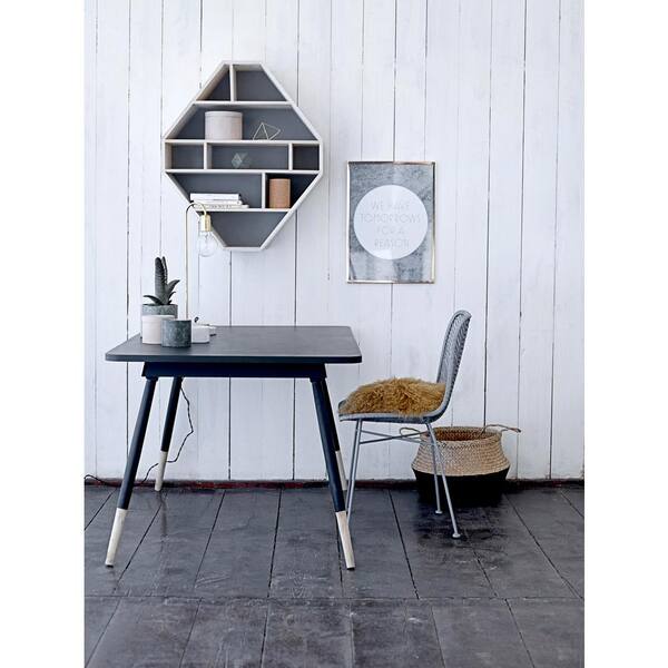 Storied Home Large Black and Beige Seagrass Folding Basket with