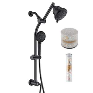 Drill-Free Adjustable Slide Bar with Diverter with Filtered Shower Head and Hand Shower, Matte Black