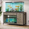 TRIBESIGNS WAY TO ORIGIN Alan Gray 31.5 in. H 55-75 Gallon Fish Aquarium Tank Stand Storage Cabinet Adjustable Shelves/2 Drawers/Power Outlets HD-JW0943-WZZ