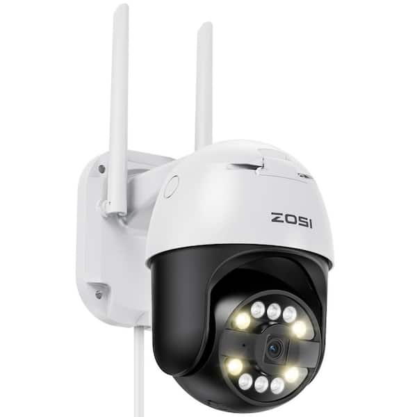 ZOSI Wired 4K 8 MP Indoor Outdoor PTZ Smart Home Security Camera Plug-in Power Spotlight 2-Way Audio Color Night Vision