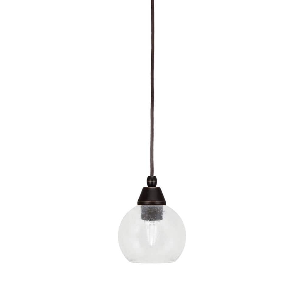 Bryson 5.75 in. 1-Light Dark Granite Cord Pendant Light with 5.75 in. Clear