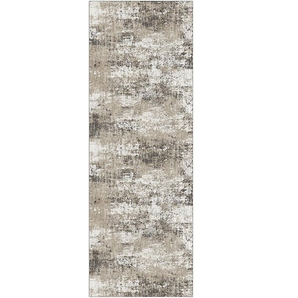 Mist Taupe 2 ft. x 8 ft. Modern Abstract Area Rug