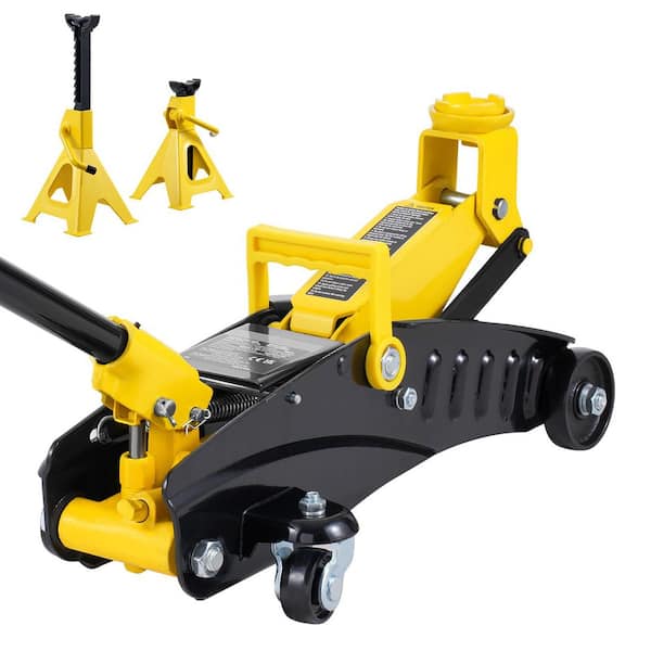 SKYSHALO Low Profile Floor Jack 2 Ton,4400 lbs.,Heavy Duty Iron Hydraulic Racing Floor Jack,Hydraulic Car Jack with Jack Stands