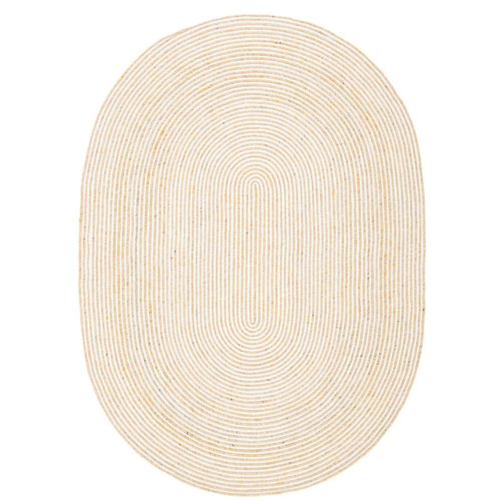 Braided Gold Ivory 6 ft. x 9 ft. Abstract Striped Oval Area Rug price history on PriceWatchPro