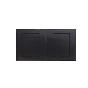 Shaker Assembled 24 in. x 24 in. x 24 in. Wall Cabinet with 2 Door in Charcoal Black