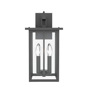 Hawaii 4-Light 16.73 in. H Black Dusk to Dawn Outdoor Hardwired Lantern Sconce with Clear Glass