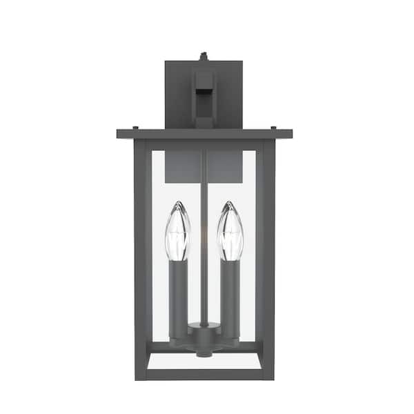 Maxax Hawaii 4-Light 16.73 in. H Black Dusk to Dawn Outdoor Hardwired Lantern Sconce with Clear Glass
