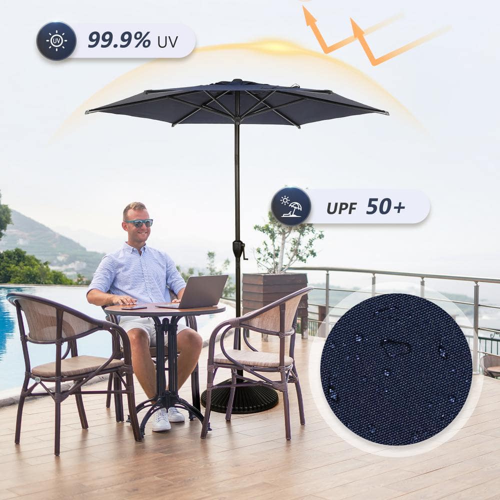 Lyon 7.5 ft Dark Blue Steel Market Patio Umbrella