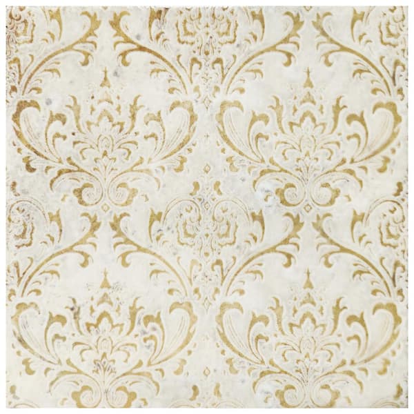 Merola Tile Milano Decor Daman Beige 7-7/8 in. x 7-7/8 in. Ceramic Wall Take Home Tile Sample