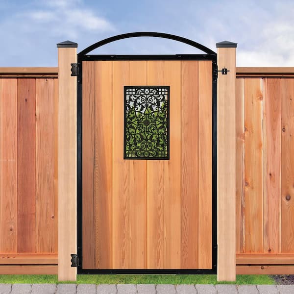 EZ Install 8-Standard Fence Board Arched Pro Gate Frame with One 15 in. x 24 in. Rectangle Gate Insert