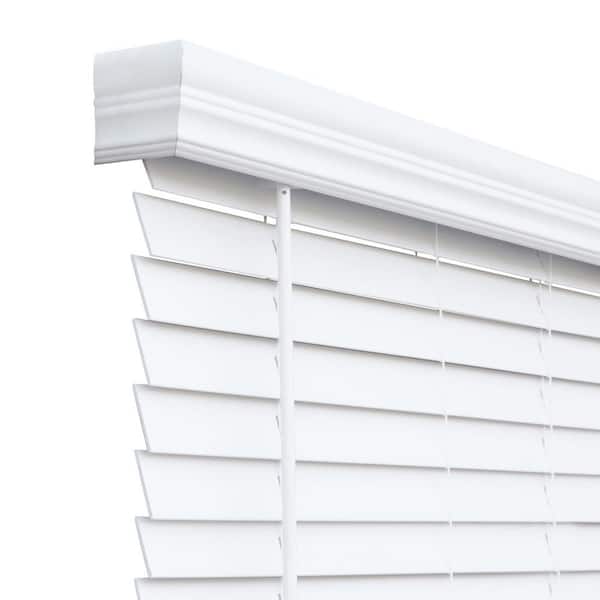 Chicology Cut-to-Size White Cordless Room Darkening Resists Humidity Faux Wood Blinds with 2 in. Slats 20.5 in. W x 60 in. L