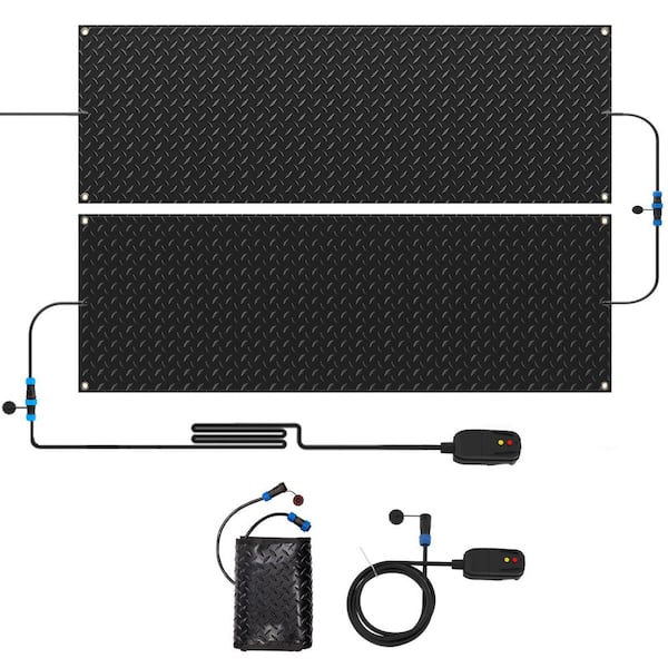 Snow Melting Mats 10 in. x 30 in. PVC Winter Heat Mat with Power Cord 3 in. /h Speed Snow and Ice Melts Pads (2 Pcs)