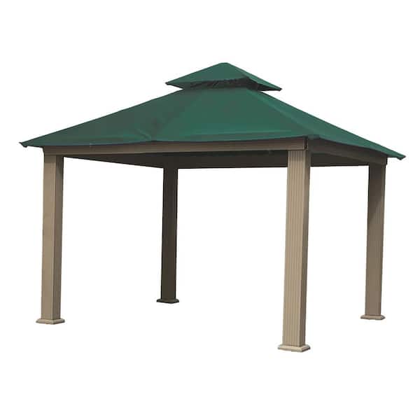 Unbranded 14 ft. x 14 ft. ACACIA Aluminum Gazebo with Green Canopy
