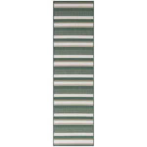 Green 2 x 7 Striped Doormat 2 ft. x 7 ft. Area Rug