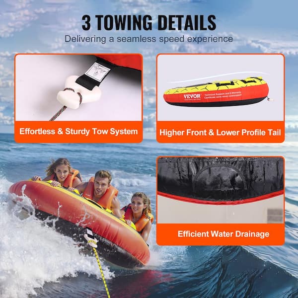 VEVOR Towable Tube for Boating 1-3 Riders Inflatable Boat Tubes and Towables  510 lbs. 63 In. Round Water Sport Towable Tubes CQTLPDYX3R000A9FSV0 - The  Home Depot