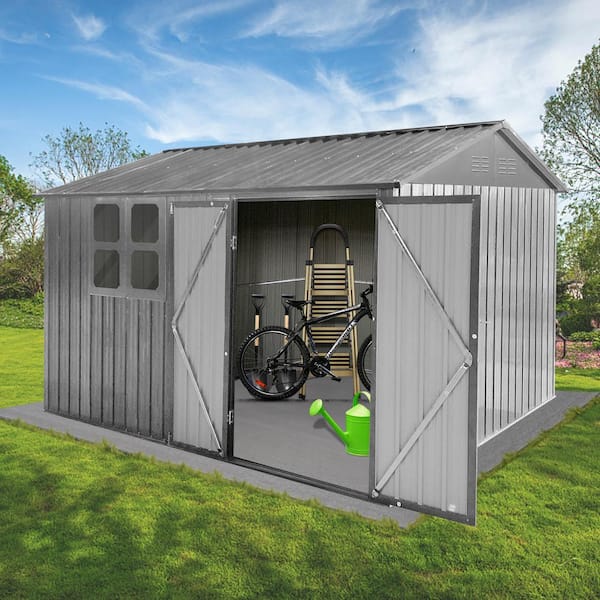 DWVO 10' X 8' Outdoor Storage Shed, Waterproof Metal Garden Shed With