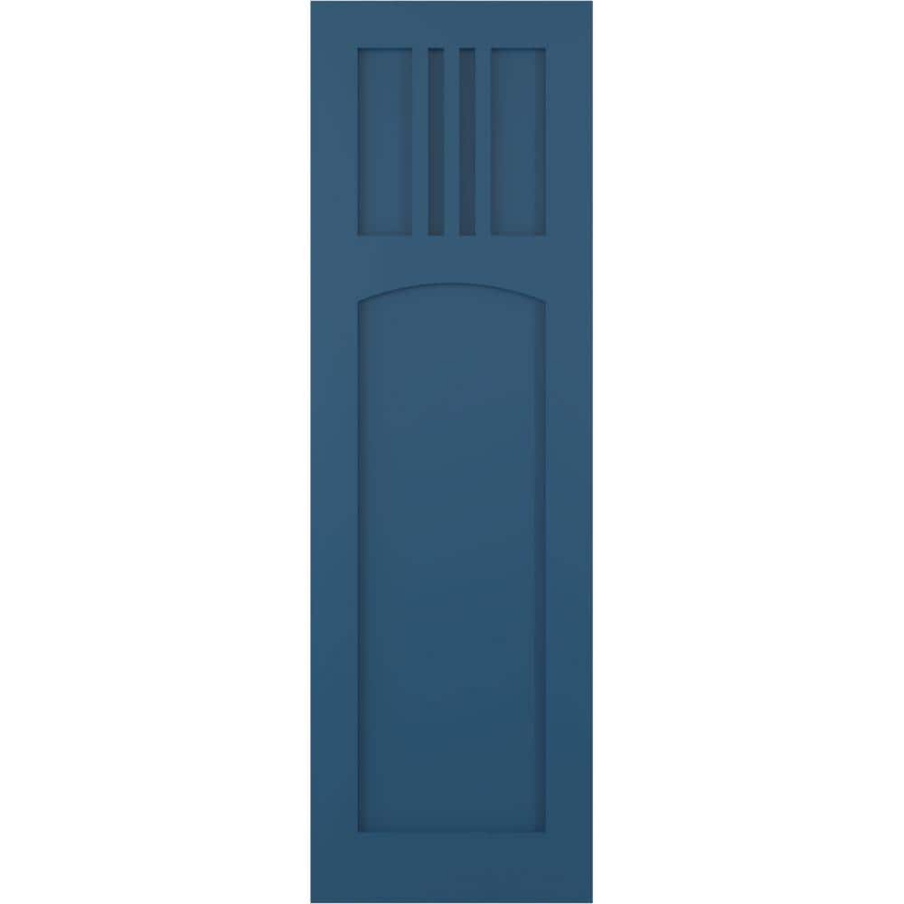 15 in. x 59 in. PVC True Fit San Miguel Mission Style Fixed Mount Flat Panel Shutters Pair in Sojourn Blue price history on PriceWatchPro