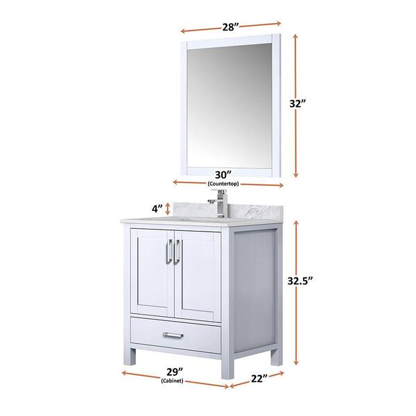 Lexora Jacques 30 in. W x 22 in. D White Bath Vanity and 28 in