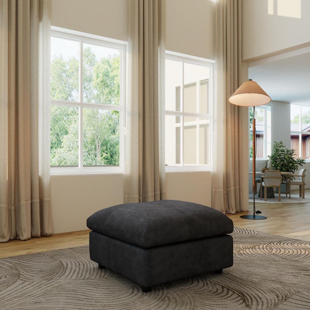 33.5 in. Square Arm 1-Piece Chenille Modualr Sectional Sofa in Black (Ottoman Modular) price history on PriceWatchPro