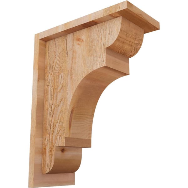 6 in. x 12 in. x 16 in. Western Red Cedar New Brighton Rough Sawn Corbel with Backplate
