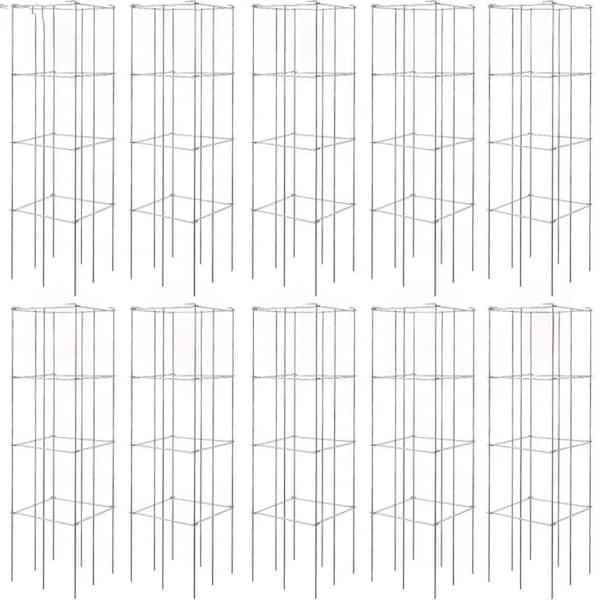 46 in. Tomato Cages 10-Pack, Steel Plant Supports for Climbing Vegetables and Flowers